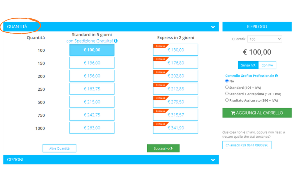 come fare un preventivo online quantità